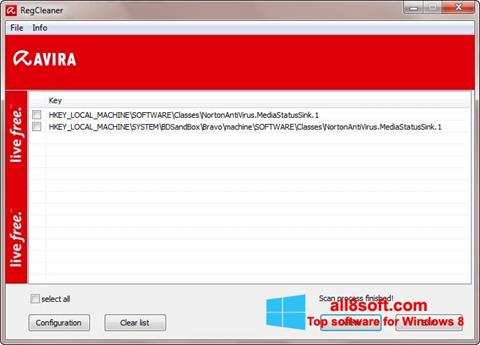 Zrzut ekranu Avira Registry Cleaner na Windows 8