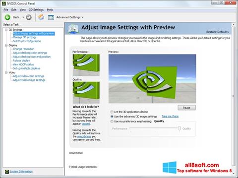 Zrzut ekranu NVIDIA ForceWare na Windows 8