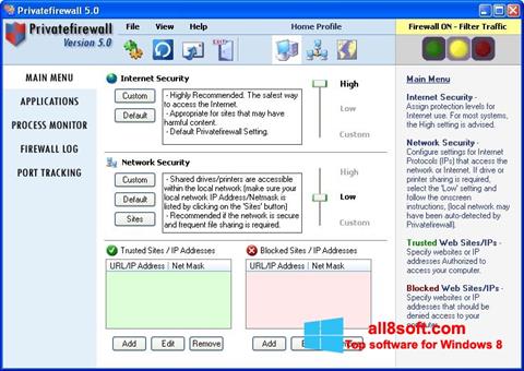 Zrzut ekranu Privatefirewall na Windows 8