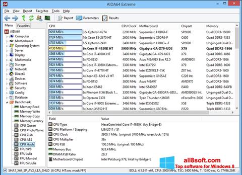 Zrzut ekranu AIDA32 na Windows 8