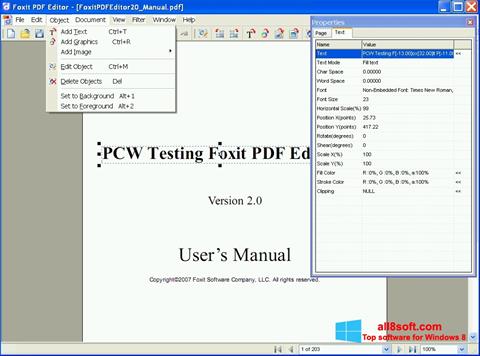 Zrzut ekranu Foxit PDF Editor na Windows 8