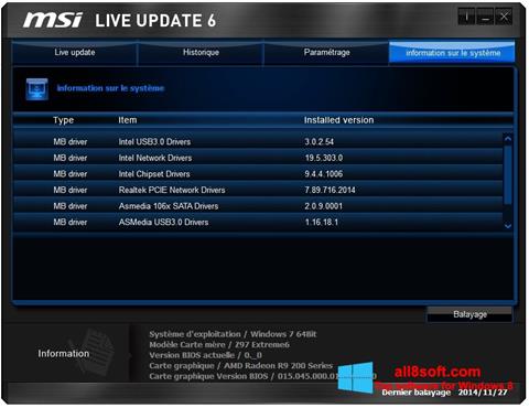 Zrzut ekranu MSI Live Update na Windows 8